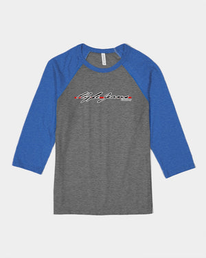 Hype Jeans Company Redline Unisex Three-Quarter Sleeve Baseball Tee blue /grey