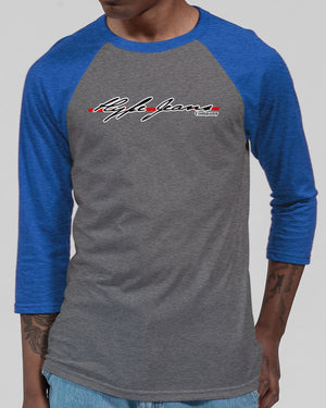 Hype Jeans Company Redline Unisex Three-Quarter Sleeve Baseball Tee blue /grey