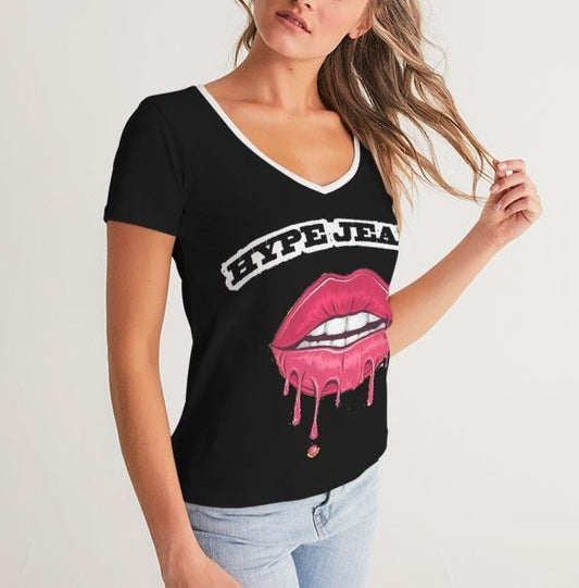 Hype Jeans Company Women's V-Neck Tee Black - Hype Jeans Company - Hype Jeans 
