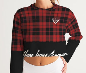 Hype Jeans Company Red Plaid Women's Cropped Sweatshirt