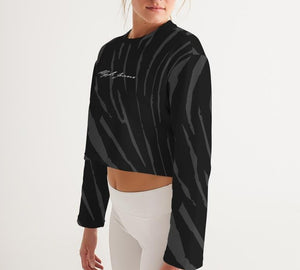 Hype Jeans Company BLACK/ GRAY Slashs Women's Cropped Sweatshirt