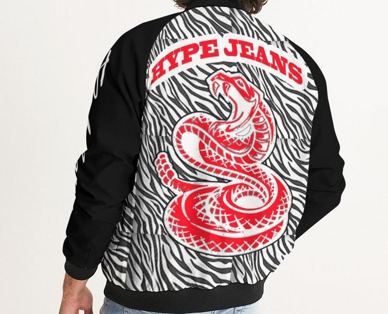 HYPE JEANS COMPANY TIGER PRINT MEN'S BOMBER JACKET (BLACK/ WHITE)