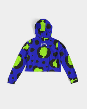 Hype Jeans Company Leopard Blue Women's Cropped Hoodie