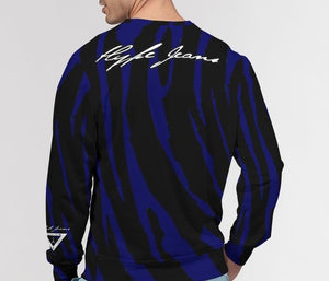 Hype Jeans Company BLUE/ BLACK slashs Men's Classic French Terry Crewneck Pullover