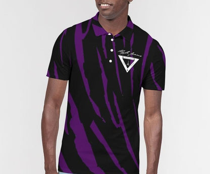 Hype Jeans Company Purple slashs Men's Slim Fit Short Sleeve Polo