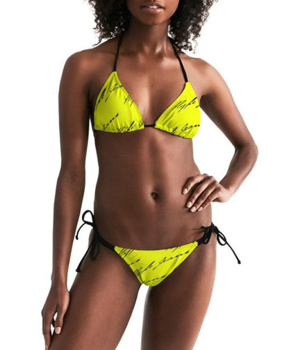 Hype Jeans Company Women's Triangle String Bikini (Imposs yellow /Black)