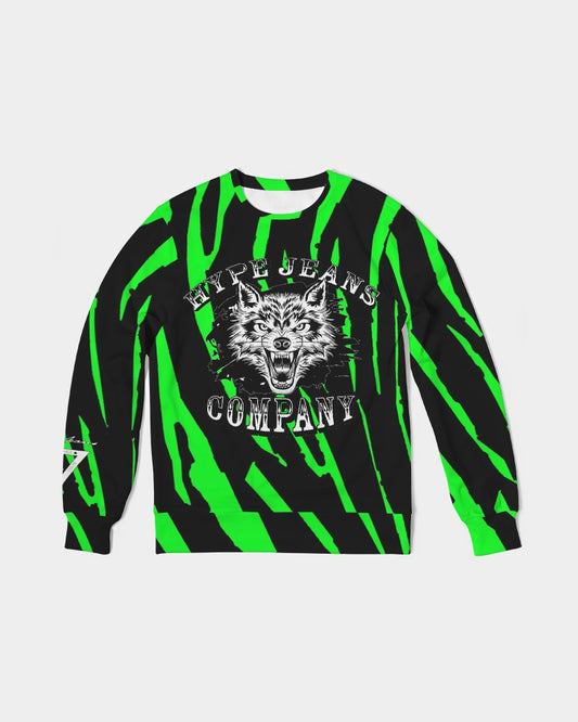 Hype Jeans Company NEON GREEN AND BLACK slashs Men's Classic French Terry Crewneck Pullover