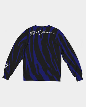 Hype Jeans Company BLUE/ BLACK slashs Men's Classic French Terry Crewneck Pullover