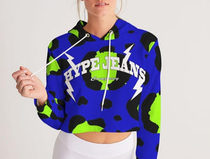 Hype Jeans Company Leopard Blue Women's Cropped Hoodie