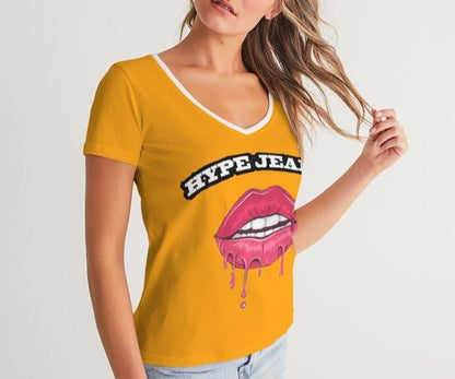 Hype Jeans Company Women's V-Neck Tee Orange