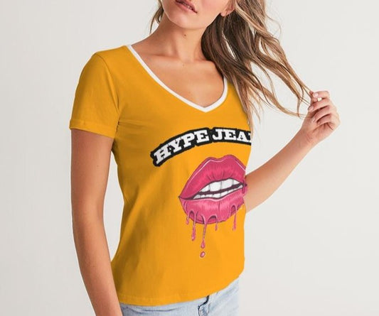 Hype Jeans Company Women's V-Neck Tee Orange - Hype Jeans Company - Hype Jeans 