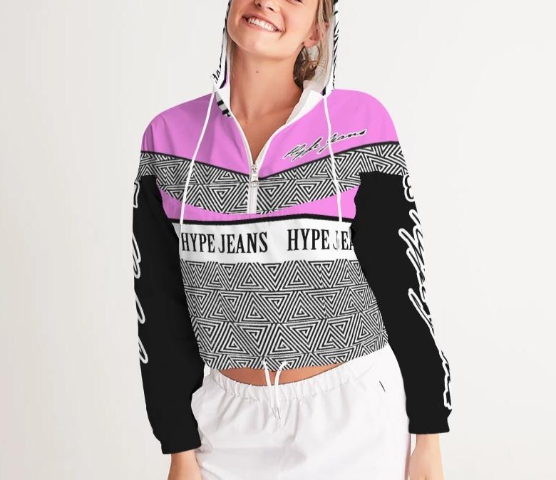 Hype Jeans Women's Cropped Windbreaker (Pink) - Hype Jeans Company - Hype Jeans