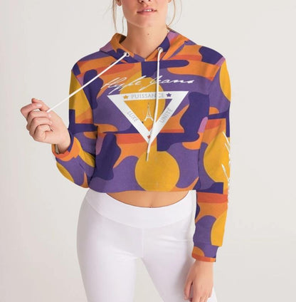 Hype Jeans fade camo Purple / yellow  Women's Cropped Hoodie - Hype Jeans Company - Hype Jeans
