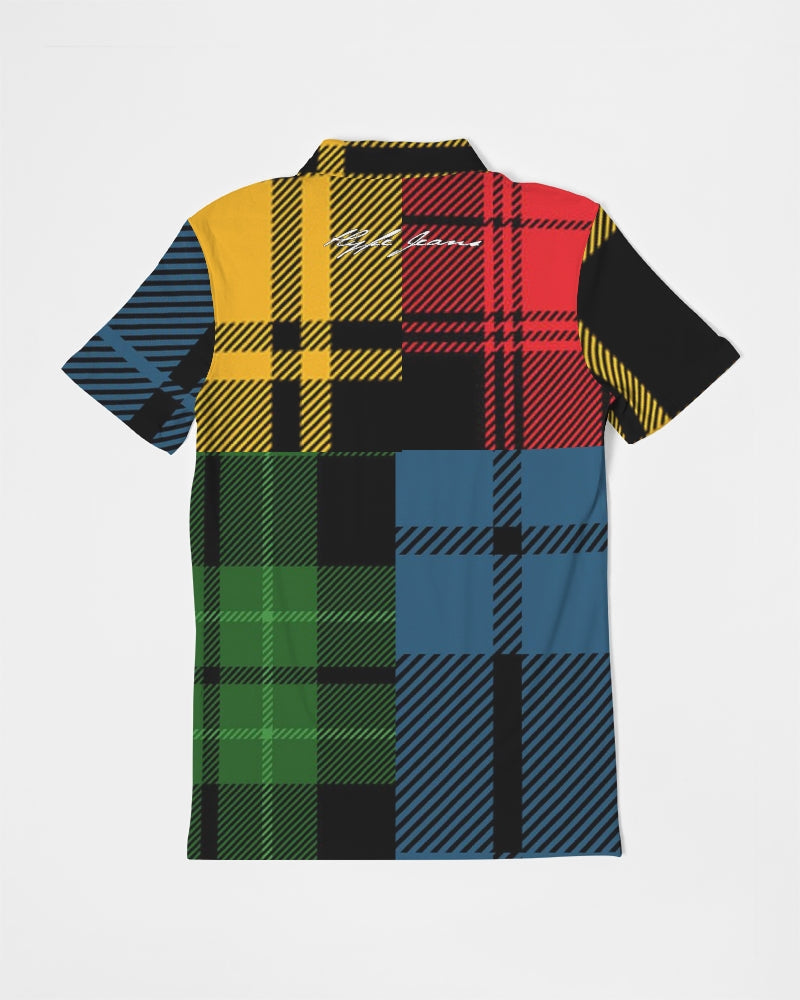 Hype Jeans 5 way plaid Men's Slim Fit Short Sleeve Polo