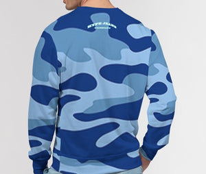Hype Jeans Company Blue Camo Men's Classic French Terry Crewneck Pullover
