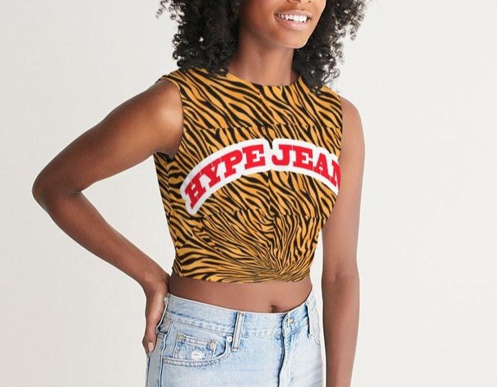 Hype Jeans Company  Women's  Tiger Print Twist-Front Tank