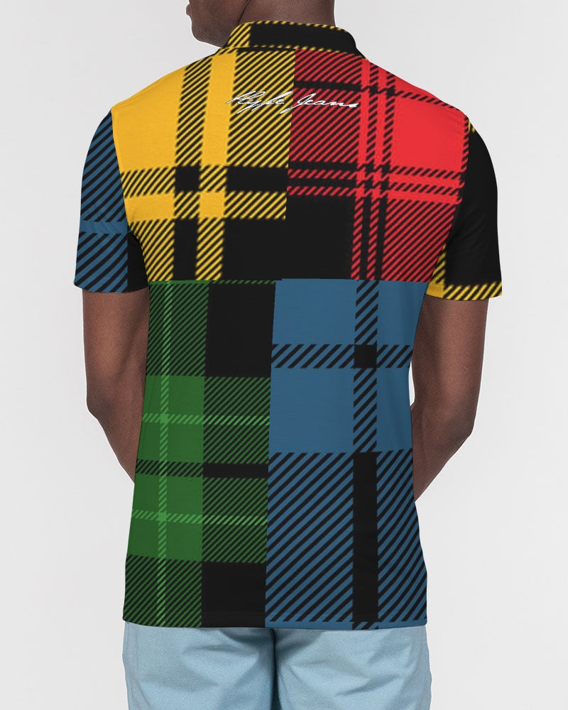Hype Jeans 5 way plaid Men's Slim Fit Short Sleeve Polo