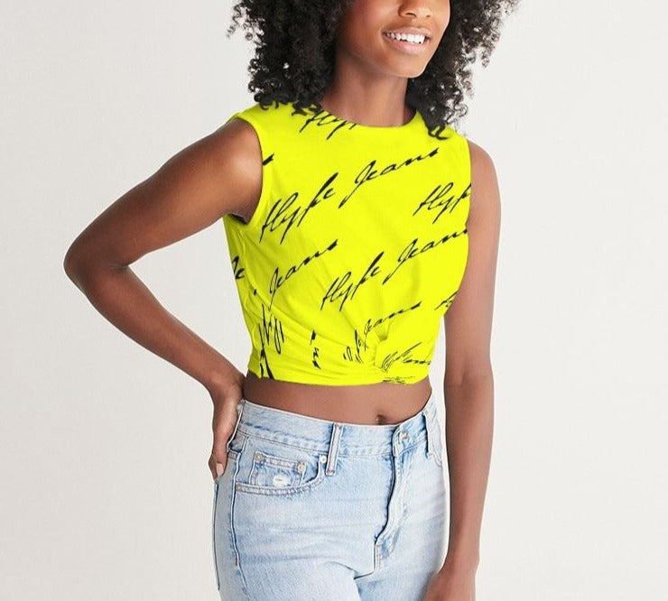 Hype Jeans  (Imposs yellow /Black) Women's Twist-Front Tank - Hype Jeans Company - Hype Jeans
