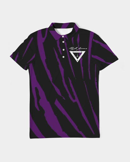 Hype Jeans Company Purple slashs Men's Slim Fit Short Sleeve Polo