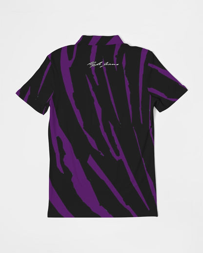 Hype Jeans Company Purple slashs Men's Slim Fit Short Sleeve Polo
