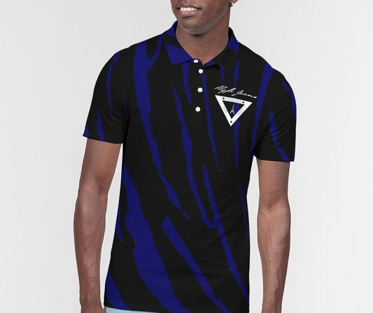 Hype Jeans Company BLUE / BLACK Men's Slim Fit Short Sleeve Polo