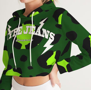 Hype Jeans Company leopard Green Women's Cropped Hoodie