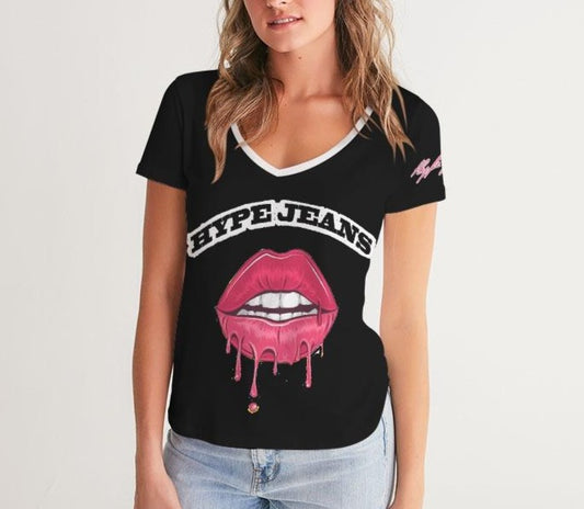 Hype Jeans Company Women's V-Neck Tee Black