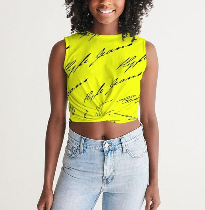 Hype Jeans  (Imposs yellow /Black) Women's Twist-Front Tank - Hype Jeans Company - Hype Jeans