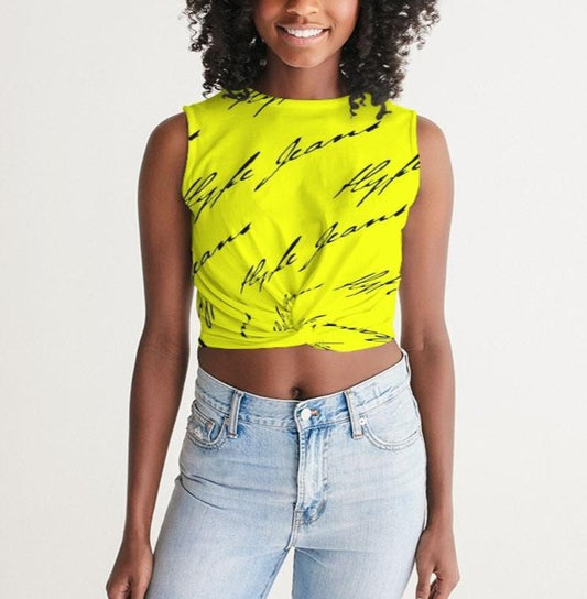 Hype Jeans  (Imposs yellow /Black) Women's Twist-Front Tank - Hype Jeans Company - Hype Jeans