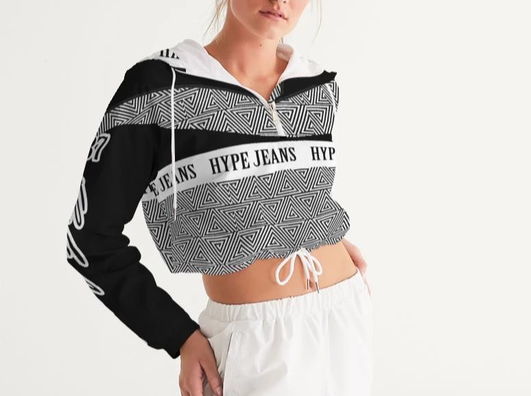 Hype Jeans Women's Cropped Windbreaker (Black) - Hype Jeans Company - Hype Jeans