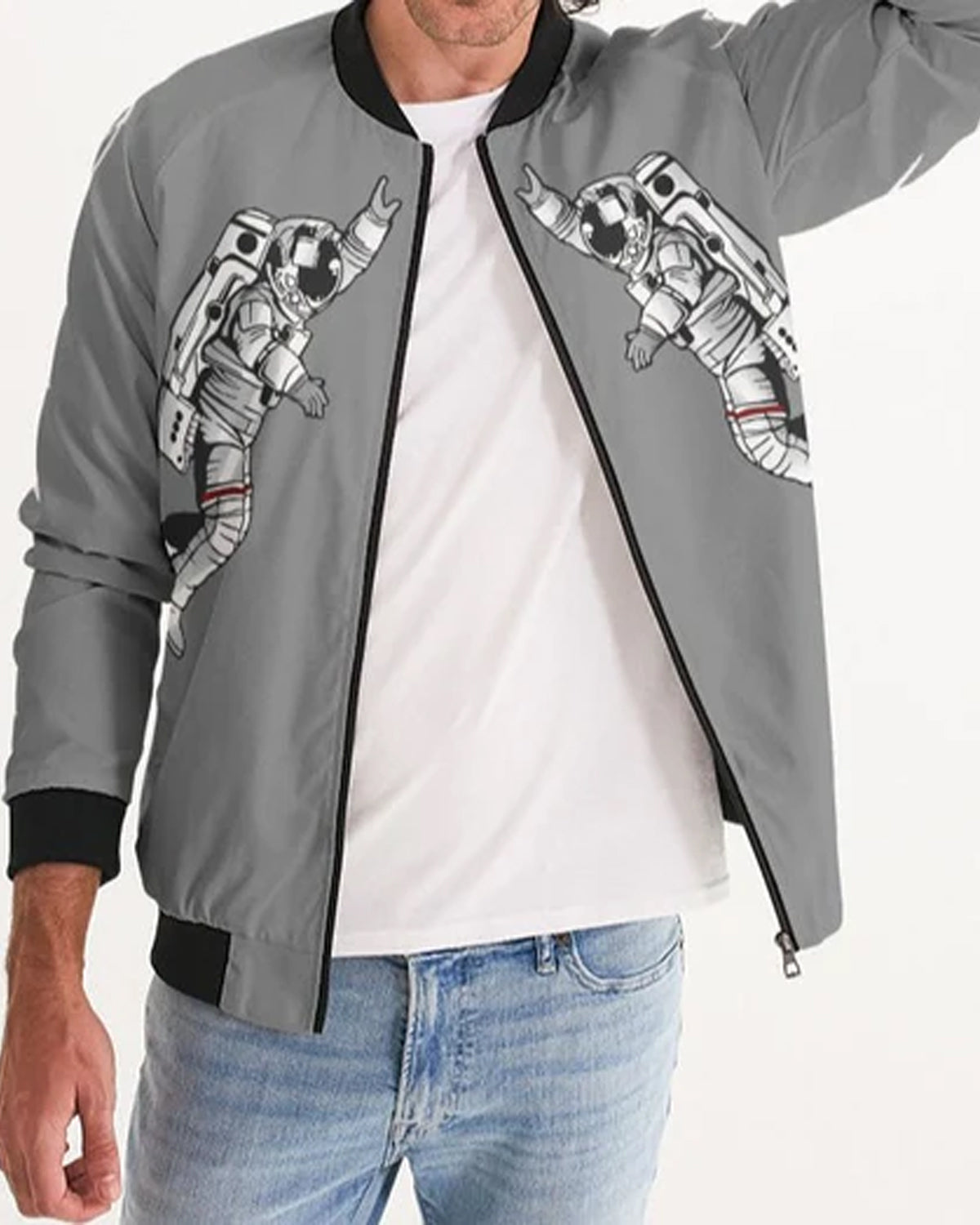 Hype Jeans Space Man Gray Men's Bomber Jacket
