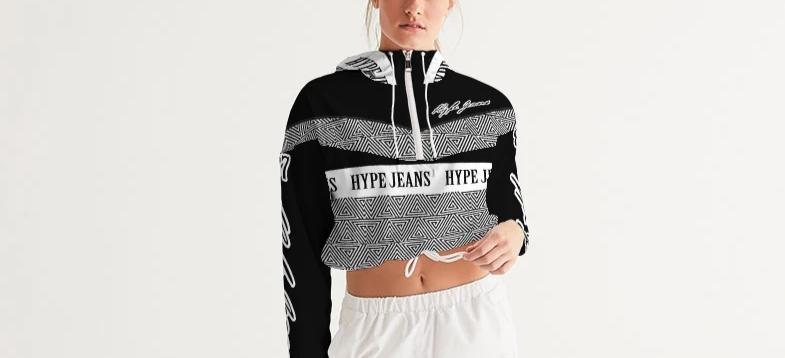 Hype Jeans Women's Cropped Windbreaker (Black) - Hype Jeans Company - Hype Jeans