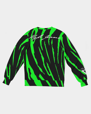 Hype Jeans Company NEON GREEN AND BLACK slashs Men's Classic French Terry Crewneck Pullover