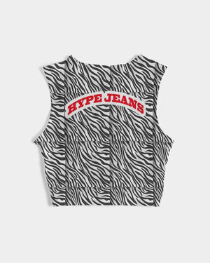 Hype Jeans Company Women's Tiger Twist-Front Tank (Black/White)