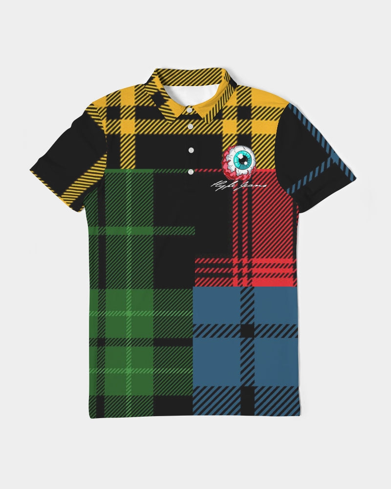 Hype Jeans 5 way plaid Men's Slim Fit Short Sleeve Polo