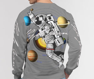 Hype Jeans space man GRAY Men's Classic French Terry Crewneck Pullover