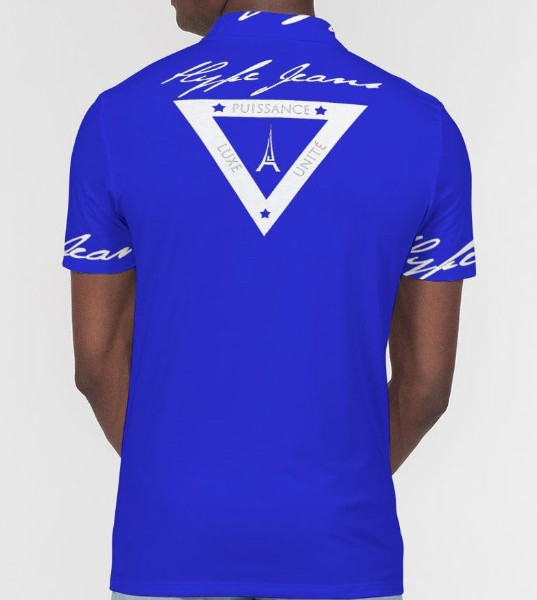 Hype Jeans Company Men's Slim Fit Short Sleeve Blue Polo