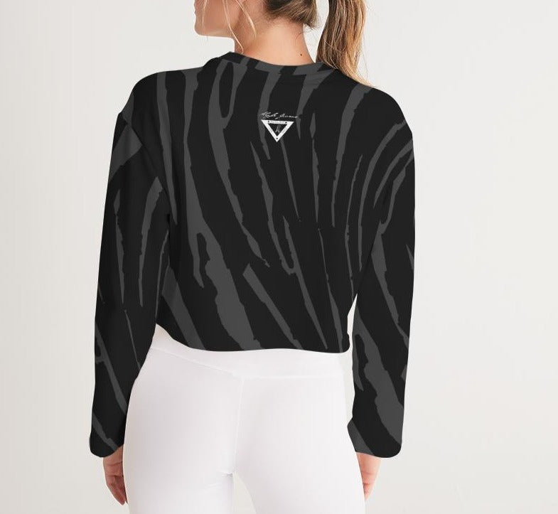 Hype Jeans Company BLACK/ GRAY Slashs Women's Cropped Sweatshirt