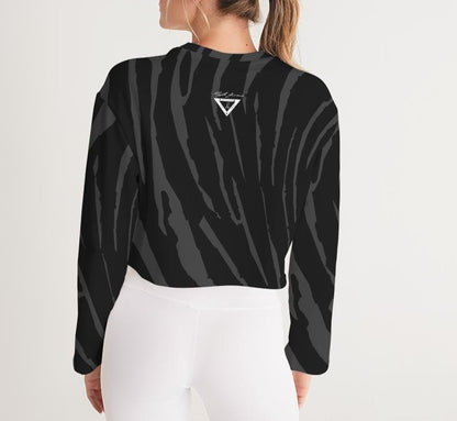 Hype Jeans Company BLACK/ GRAY Slashs Women's Cropped Sweatshirt