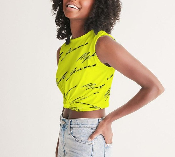 Hype Jeans  (Imposs yellow /Black) Women's Twist-Front Tank - Hype Jeans Company - Hype Jeans