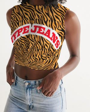 Hype Jeans Company  Women's  Tiger Print Twist-Front Tank