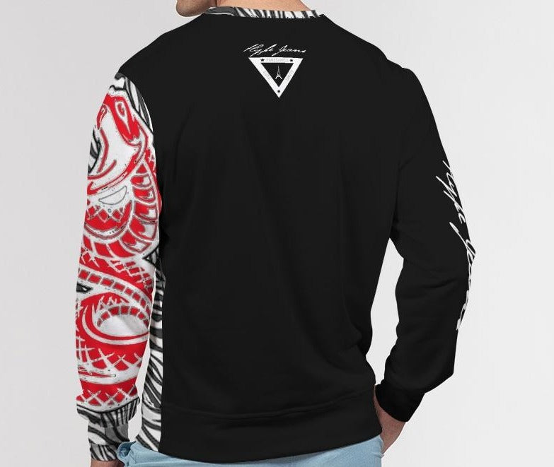 Hype Jeans Company Men's Classic French Terry Crewneck Pullover Black and White