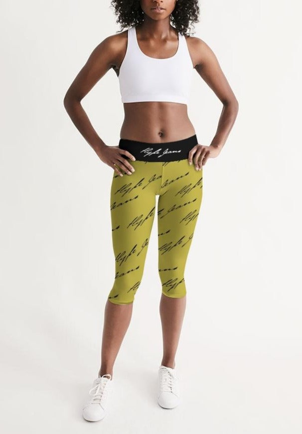 Hype Jeans Women's Mid-Rise Capri (khaki/ Black) - Hype Jeans Company - Hype Jeans
