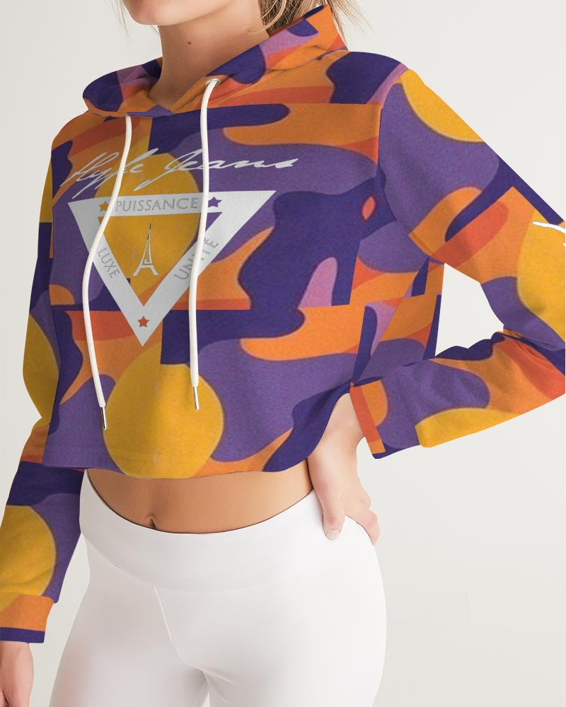 Hype Jeans fade camo Purple / yellow  Women's Cropped Hoodie - Hype Jeans Company - Hype Jeans