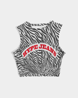 Hype Jeans Company Women's Tiger Twist-Front Tank (Black/White)