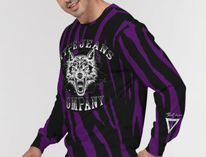 Hype Jeans Purple / Black Slashs Men's Classic French Terry Crewneck Pullover