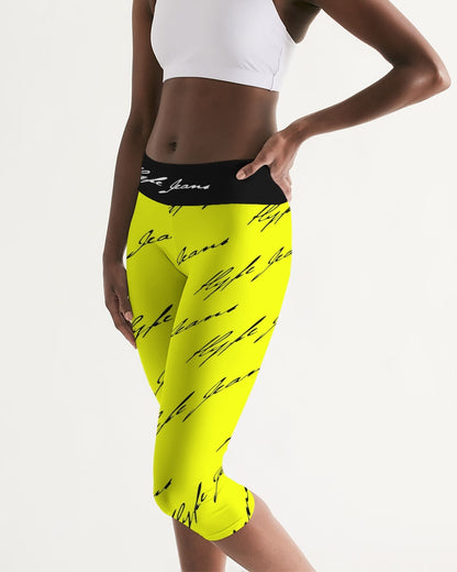 Hype Jeans  Women's Mid-Rise Capri (Imposs yellow /Black) - Hype Jeans Company - Hype Jeans
