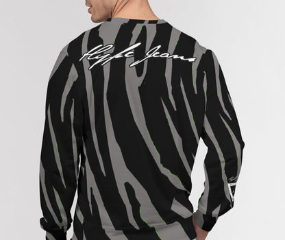 Hype Jeans Company Slashs Black and Gray Men's Classic French Terry Crewneck Pullover