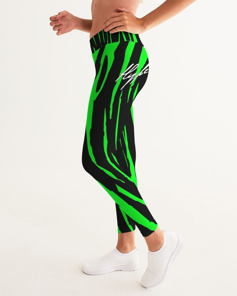 Hype Jeans Company  NEON GREEN AND BLACK  slashs Women's Yoga Pants