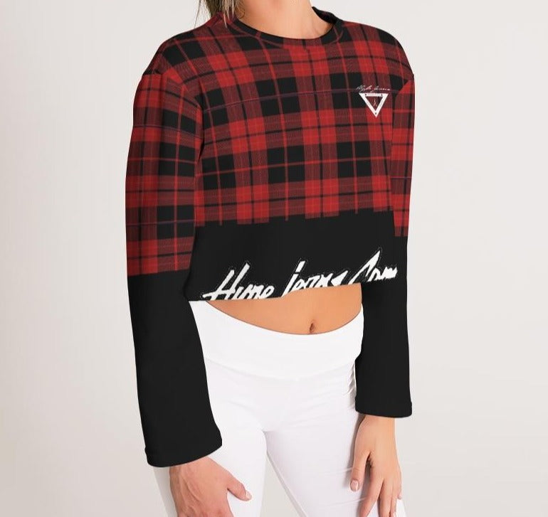 Hype Jeans Company Red Plaid Women's Cropped Sweatshirt